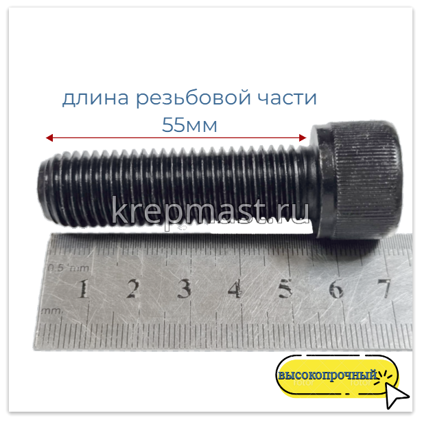 Винт с внутр.шестигранником 16 х 55 черный кл.пр.12.9 п/р DIN 912