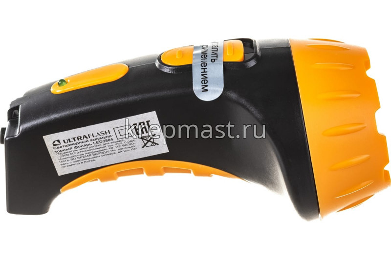 Фонарь ULTRAFLASH аккум. черный/желтый 4LED