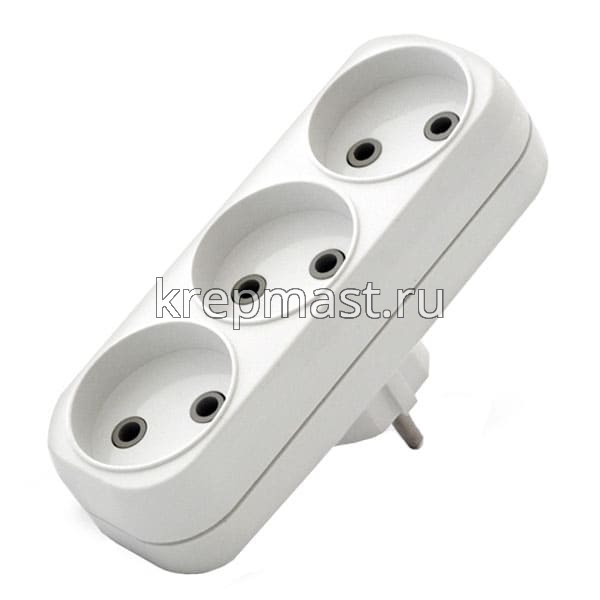 Разветвитель плоский. на 3 гнезда б/з 250В 6А