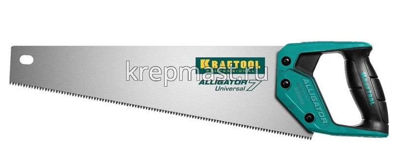 Ножовка по дереву KRAFTOOL 400мм (продольный и поперечный рез) зуб универ.наклон.