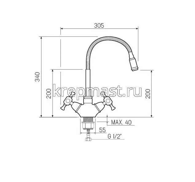 Смеситель д/кухни SL 92BL-279F с высоким изливом (хром/черный)