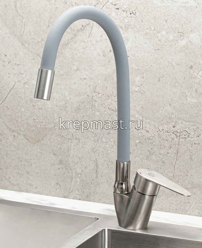 Смеситель д/кухни SUS126GY-016F с высоким поворот. изливом НЕРЖАВЕЮЩИЙ