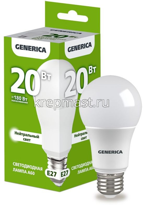 Лампа А60 20Вт Е27 4000К