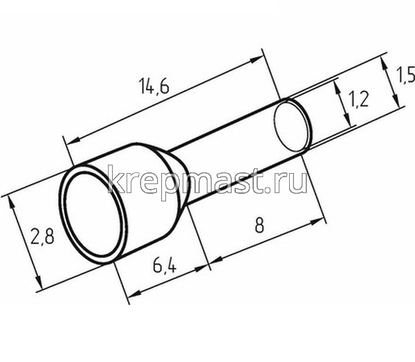 Наконечник штыревой 0,75мм2-8 НШВи втулоч.изолированный