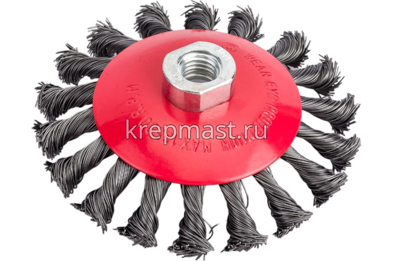 Корщетка- колесо 115мм для УШМ FIT сталь витая с наклоном гайка М14